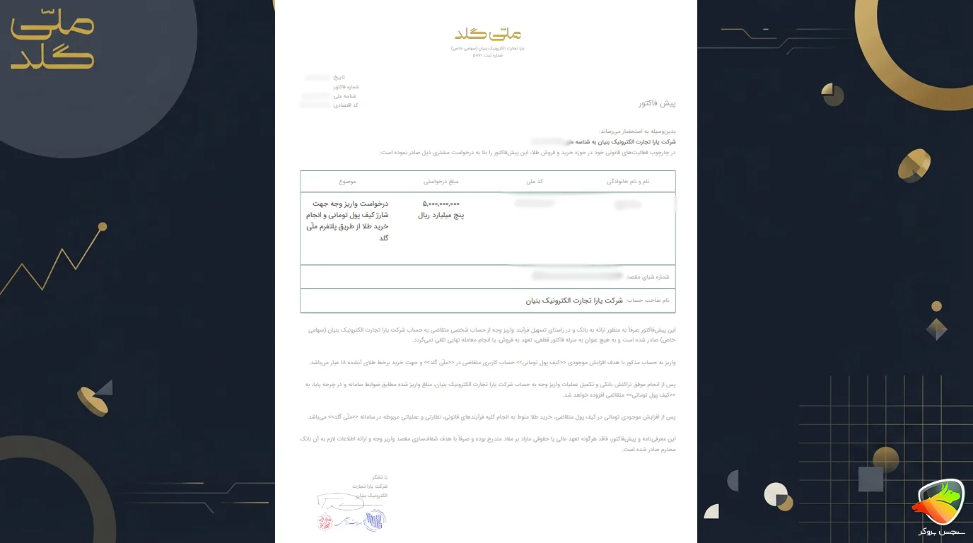 آموزش واریز و برداشت از ملی گلد