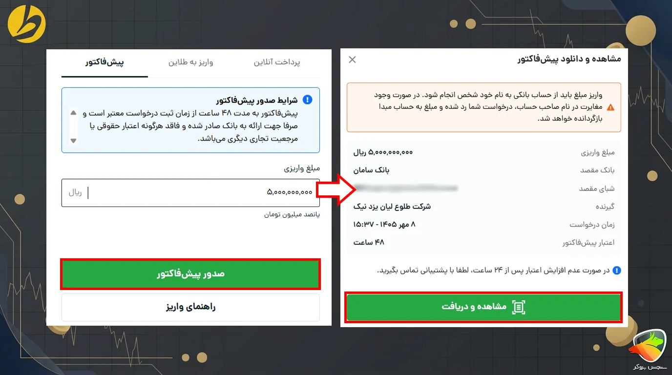 آموزش واریز و برداشت طلاین