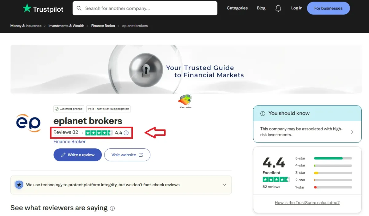 امتیاز بروکر eplanet در تراست پایلوت