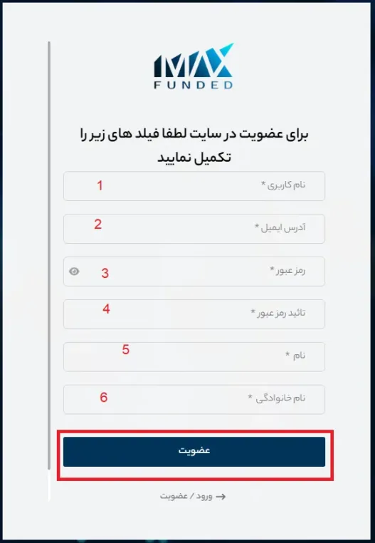 ثبت نام پراپ فانددمکس مرحله 2