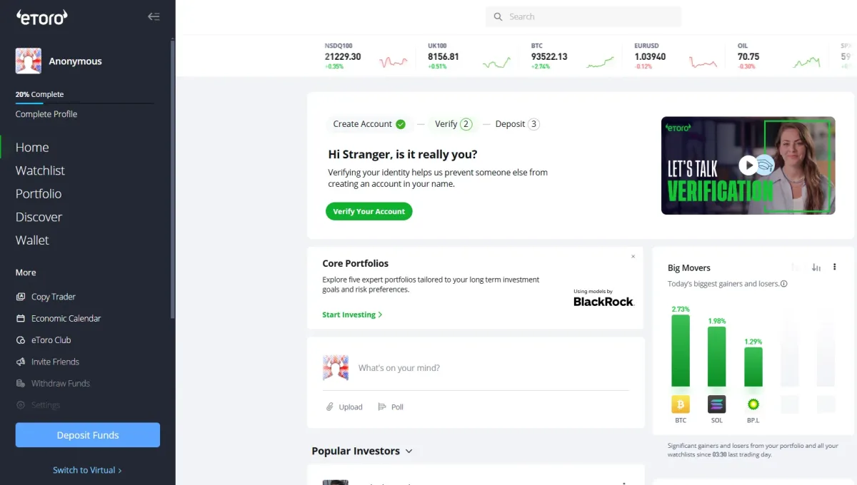 پلتفرم کپی تریدینگ Etoro