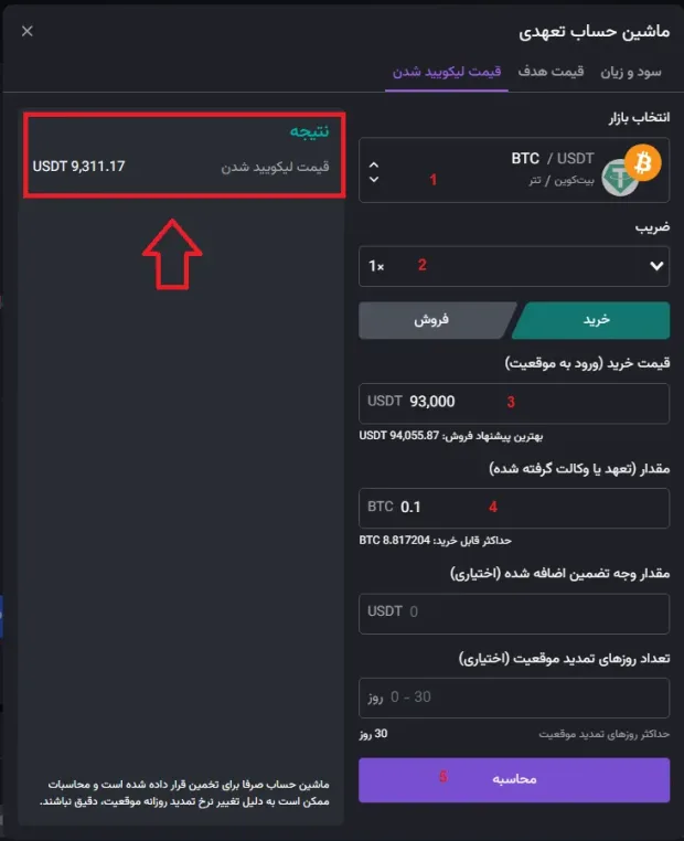 قیمت لیکویید شدن در ماشین حساب تعهدی