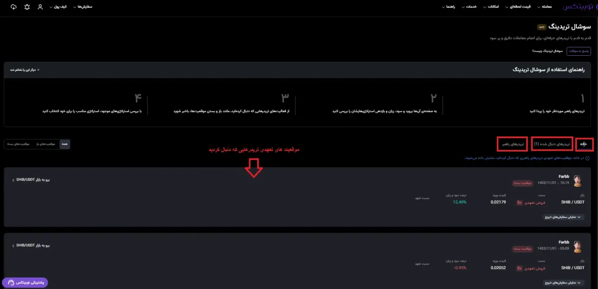 اشتفاده از سوشال تریدینگ نوبیتکس 4