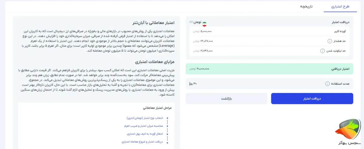 روش استفاده از اعتبار معاملاتی آبان تتر