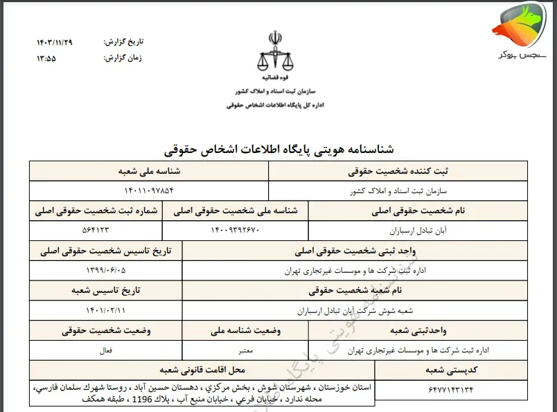 ثبت شرکت ابانتتر صرافی 2