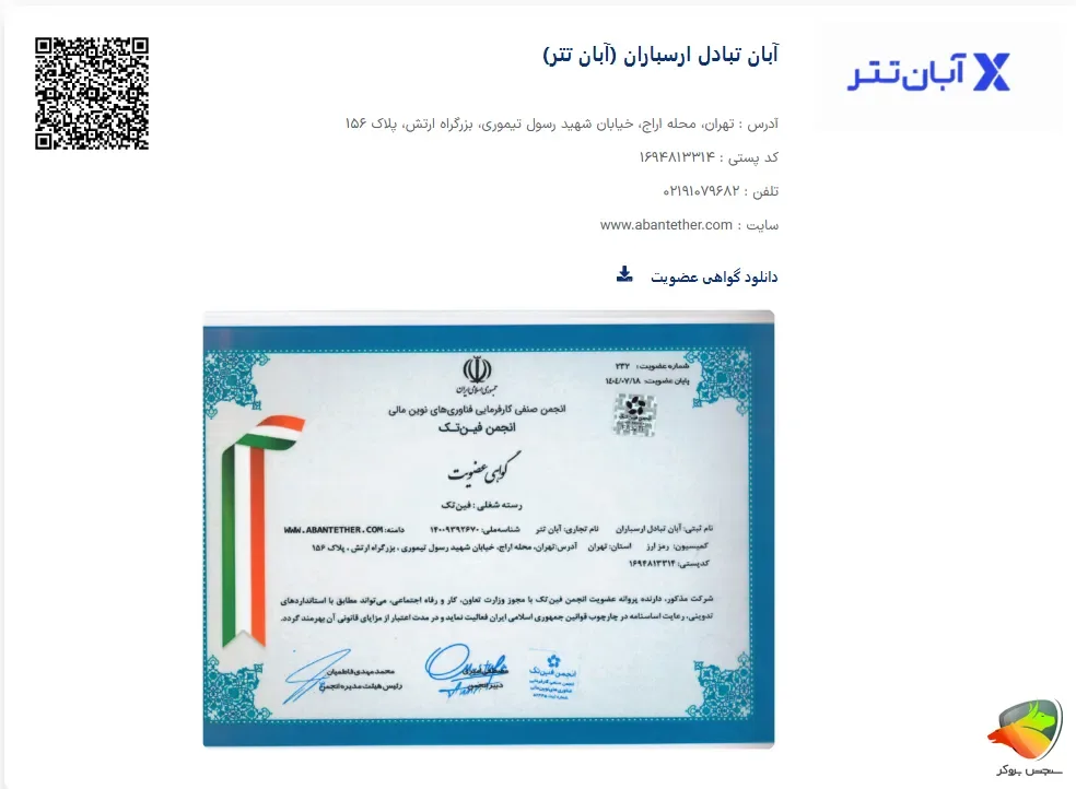 عضویت ابانتتر صرافی انجمن فین تک