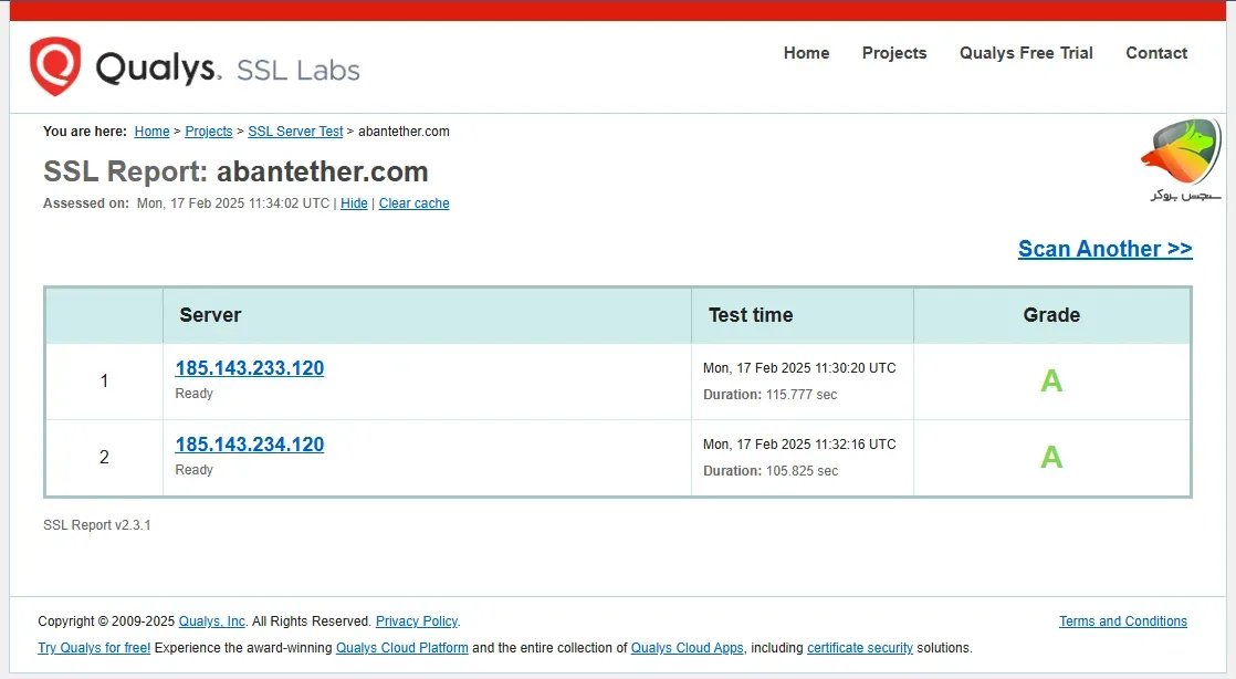 بررسی امنیت آبان تتر در پلتفرم Qualys