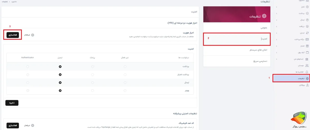 امنیت حساب تاپ چنج چیست