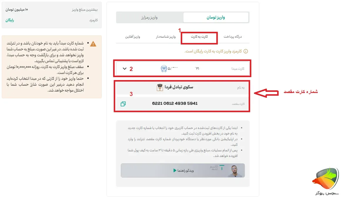 آموزش واریز از طریق کارت به کارت