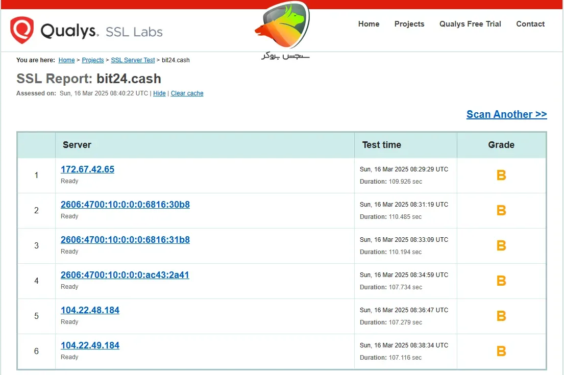 بررسی امنیت سایت صرافی بیت ۲۴ در پلتفرم Qualys