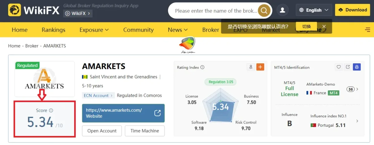 بررسی امتیاز amarkets فارسی
