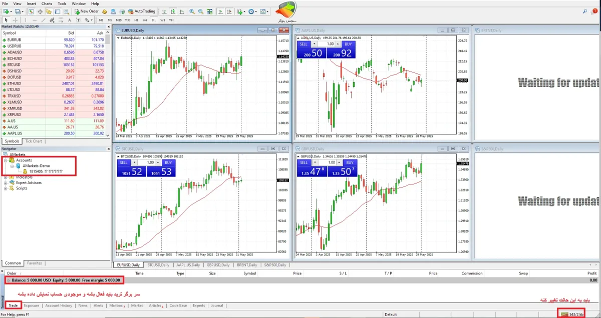 بررسی اتصال موفق اپلیکیشن amarkets