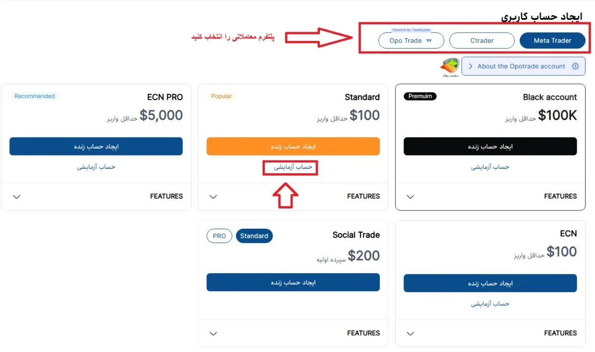حساب دمو اوپو فایننس + آموزش افتتاح