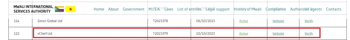 مجوز بروکر ایکس چیف