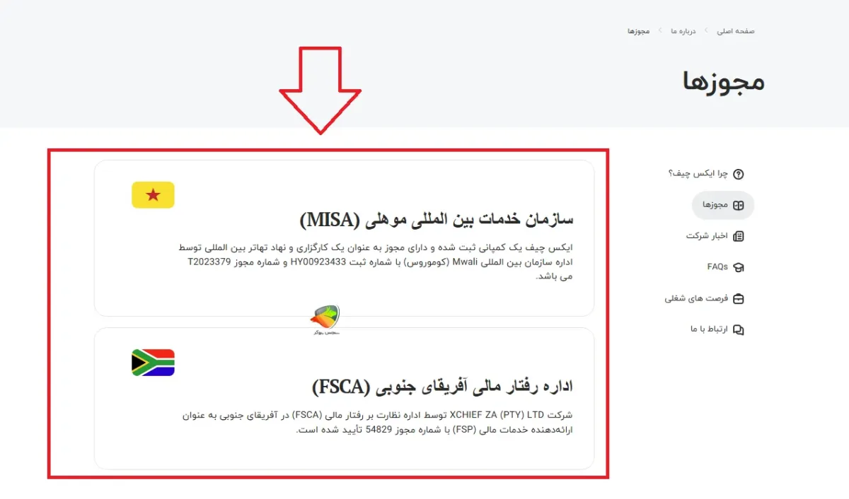 مجوز هایی که xchif داره