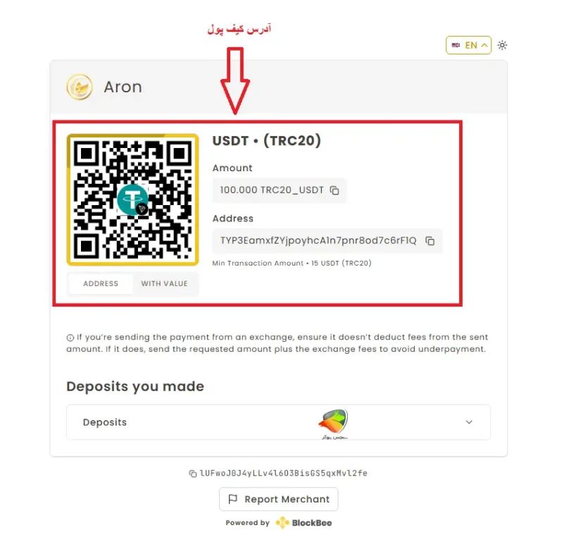 برداشت از آرون گروپس و انتقال تتر به کیف پول