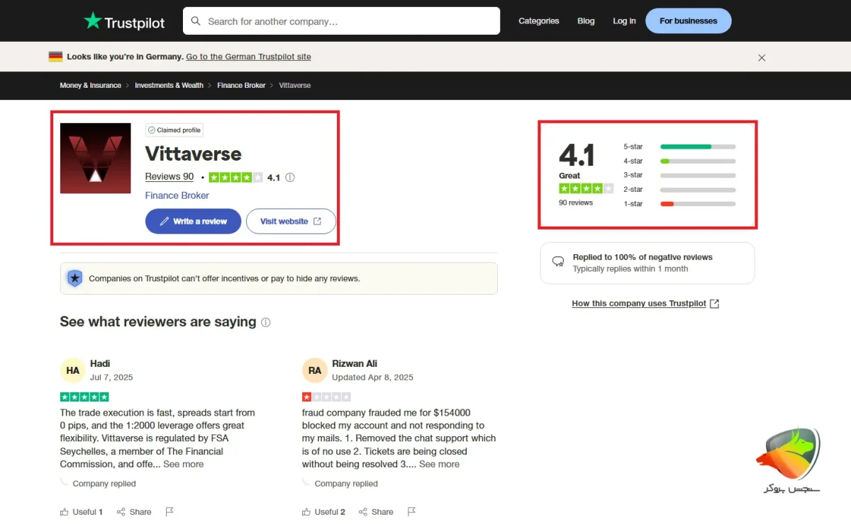 آیا بروکر ویتاورس معتبر است و بررسی نظرات در trustpilot