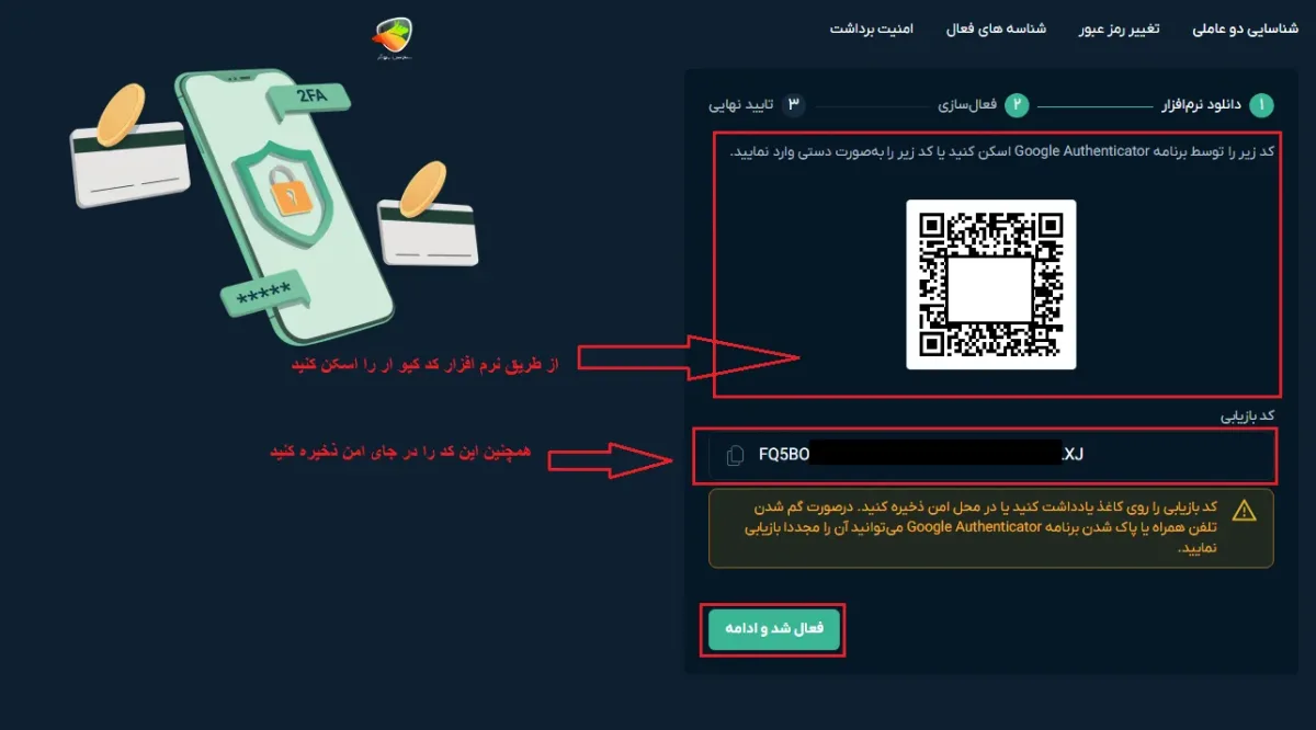 فعالسازی دو مرحله احراز هویت صرافی او ام پی فینکس