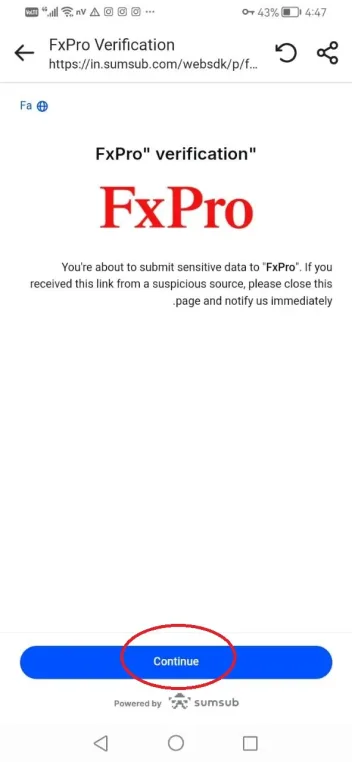 مراحل احراز هویت در fxpro