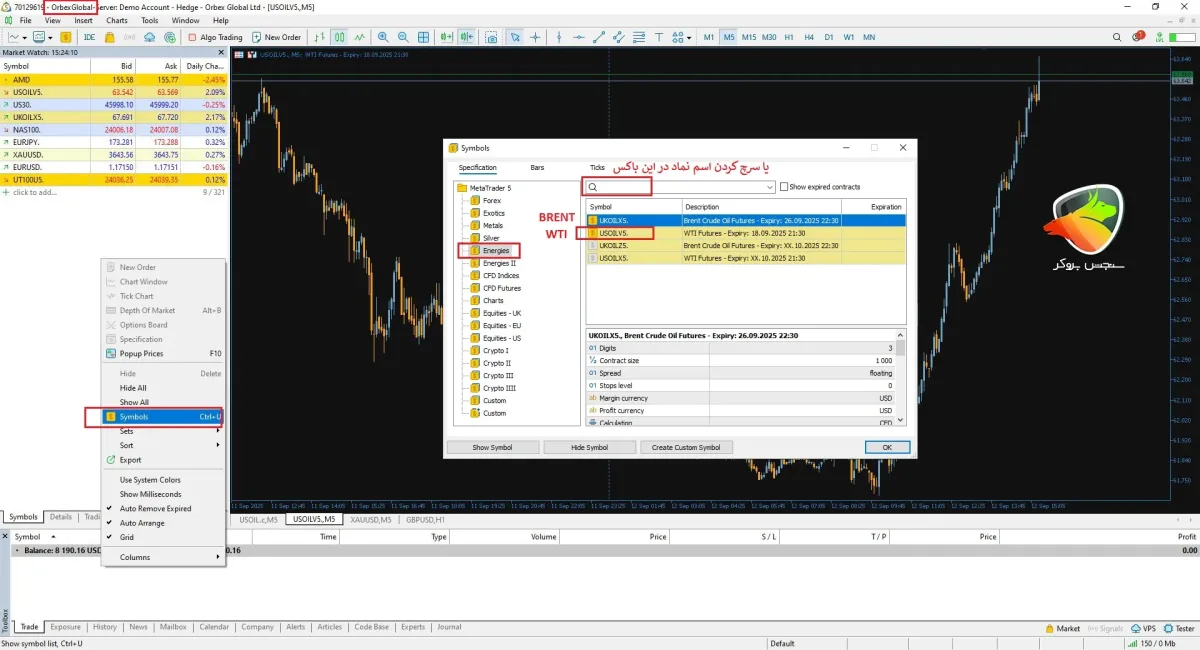 نماد wti در فارکس در متاتریدر