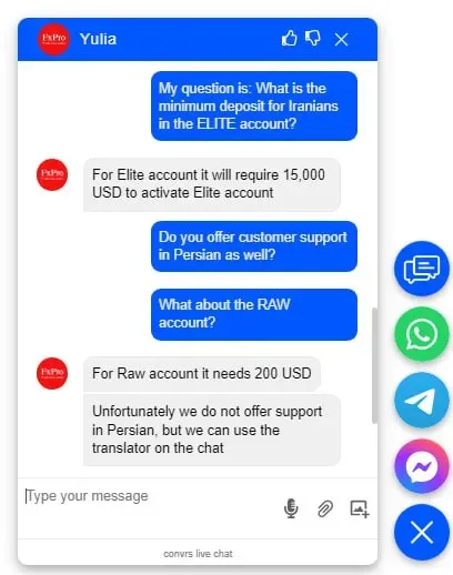 پشتیبانی بروکر fx pro