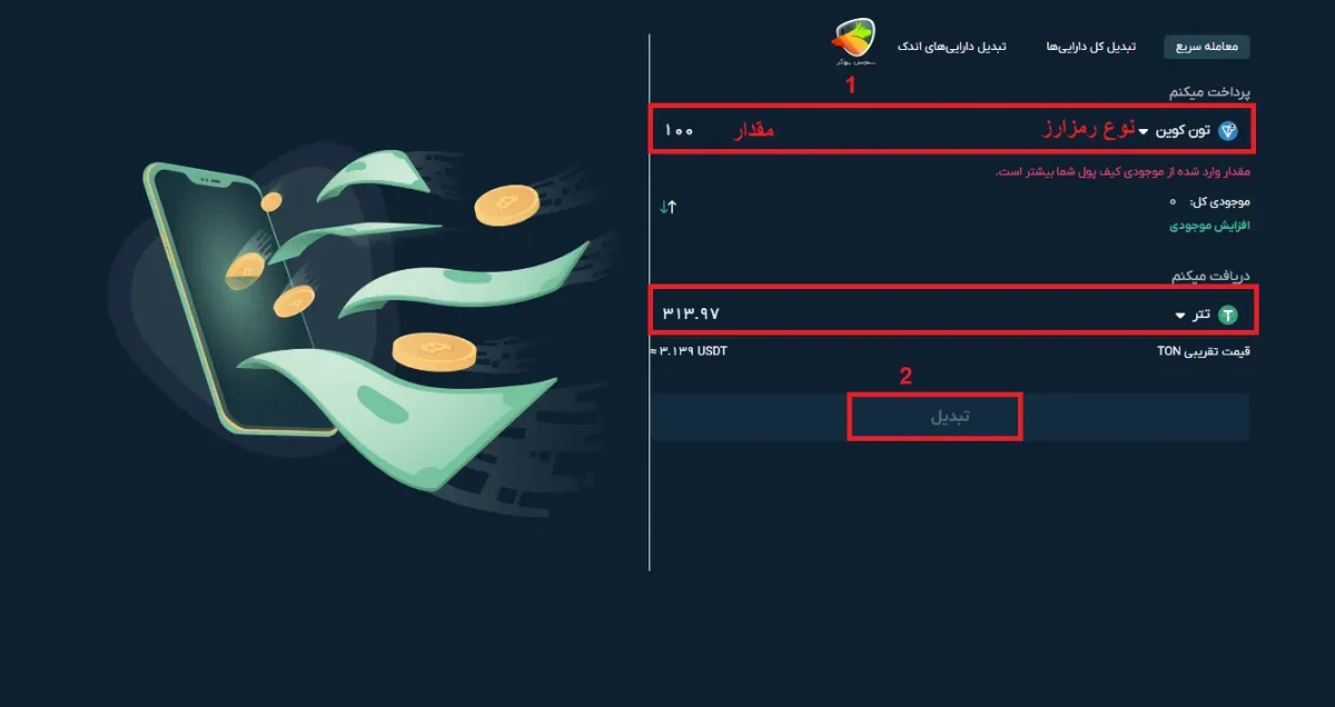 آموزش مراحل انجام معامله سریع در خرید در صرافی او ام پی فینکس