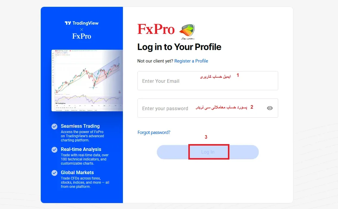 آموزش کانکت کردن fxpro به تریدینگ ویو