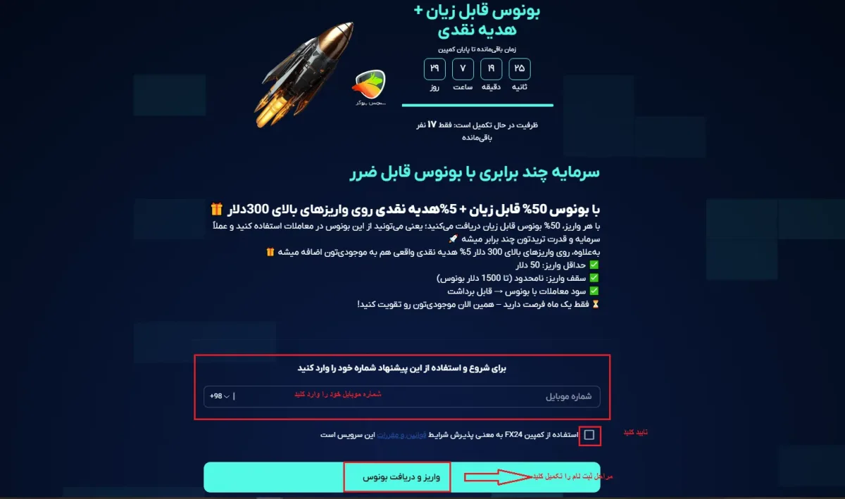 نکات مهم قبل از فعالسازی بونوس 50% بروکر FX24