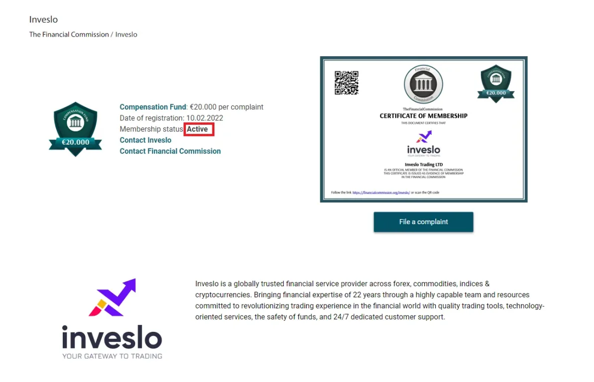 بررسی اعتبار Inveslo