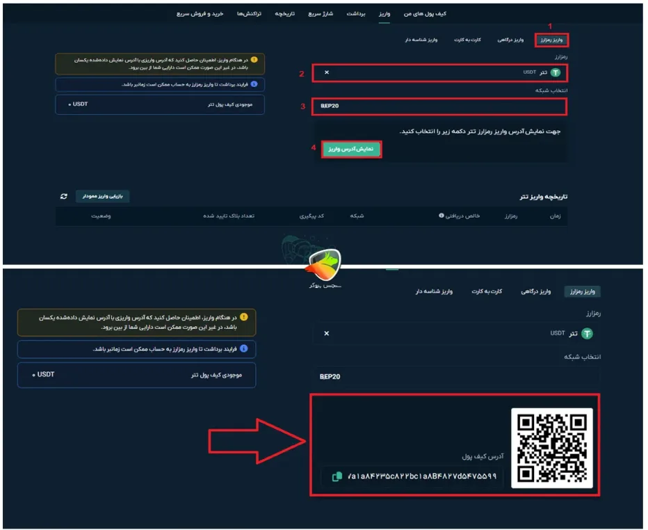 آموزش واریز به روش کارت به کارت در صرافی او ام پی فینکس