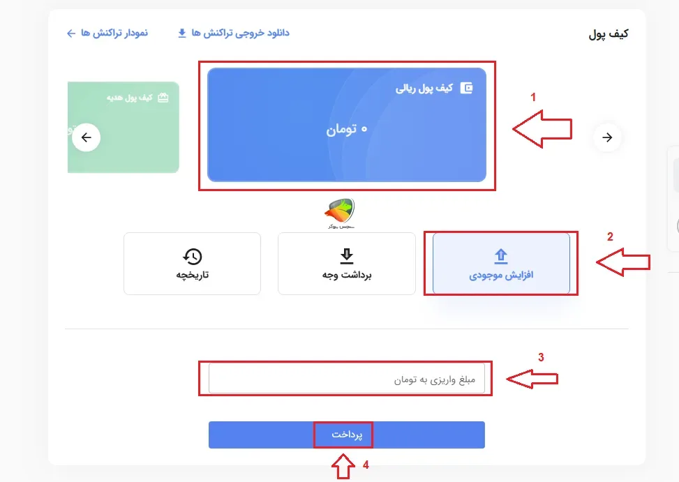 اموزش شارژ کیف پول بیت برگ به صورت ریالی