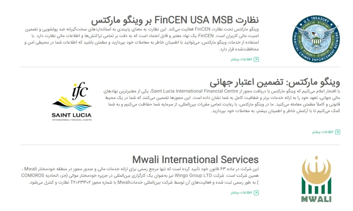 اعتبار و امنیت در بروکر Wingo