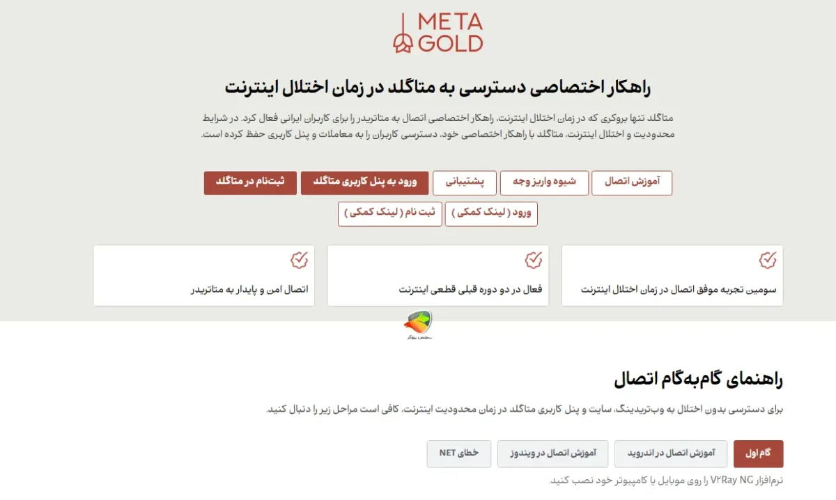 متاگلد بروکر قابل دسترس با اینترنت ایران