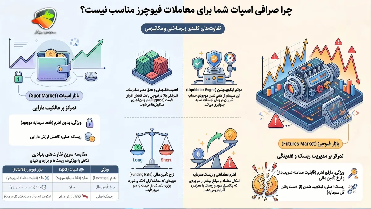 چرا صرافی مناسب اسپات برای فیوچرز مناسب نیست؟