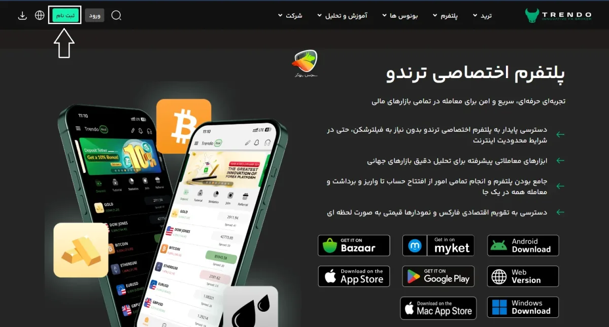 ثبت نام ترندو