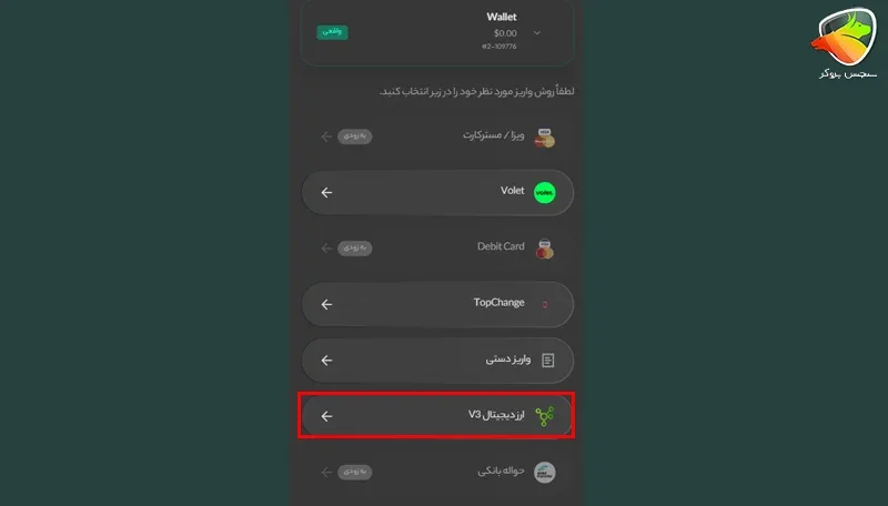 واریز و برداشت از وینگو مارکتس